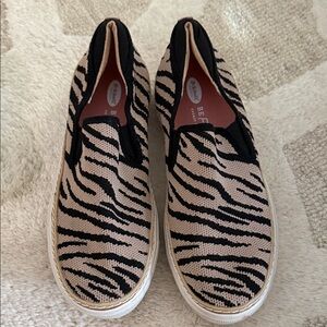 Dr. Scholl's Women's Zebra Pattern Slip-On Sneakers - Black and Cream